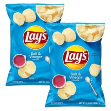 Lay's SALT VINEGAR Flavored Potato Chips 7.75 Oz. 2 Bags Tangy Snack