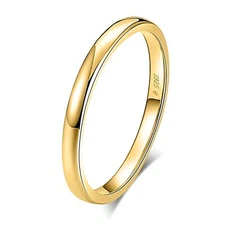 Envy 2mm Wedding Band for Men Gold Plated Sterling Silver Ring for Women Ging...