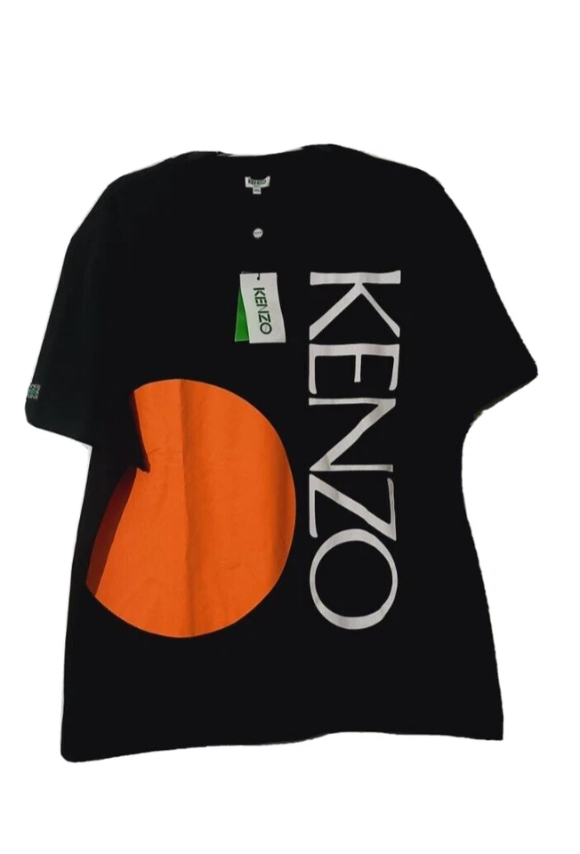 KENZO T-SHIRT HOMME EN COTON COLORIS NOIR IMPRIMÉ ORANGE ET BLANC TAILLE 2XL - Photo 1/4
