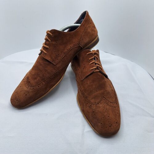 Jones Bootmaker Brown Suede Americ Derby Lace Up Brogue Shoes UK Size 10 EU 43 U - Afbeelding 1 van 12