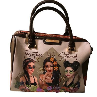 NICOLE LEE TOGETHER WE STAND HANDBAG with 3 girls flowers-rust