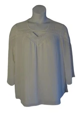 Cato L White Silky Flowing Shirt Top Blouse