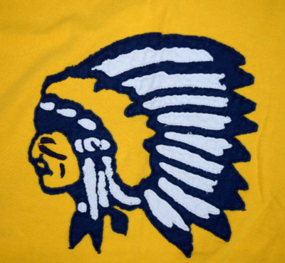 Vintage T-Shirt Indian Head Size XS/S 90s Big Fabric Patch Yellow 
