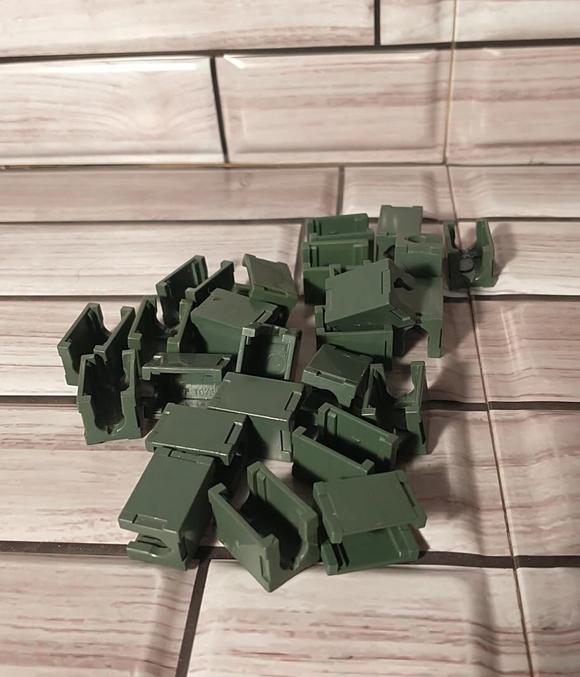Lote De 25 Vigas Fisher Price Construx 3/4" De Colección Verde Ejército Años 80 Originales Foto 2 de 4