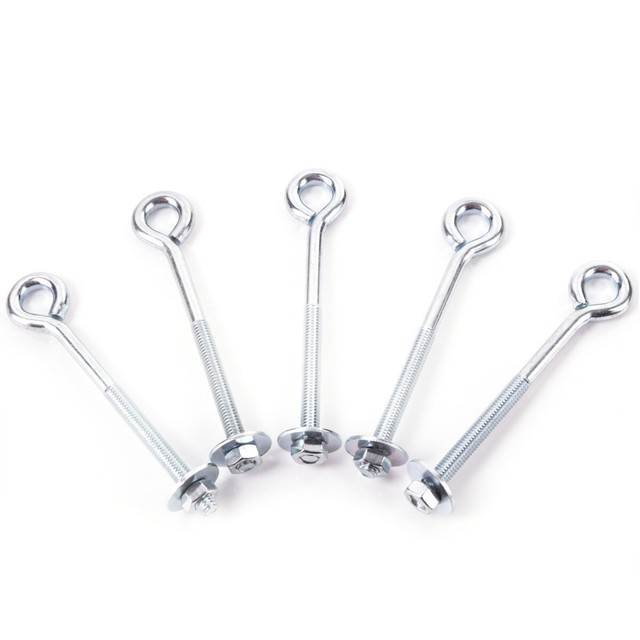 Choose Qty Folded Straining M6 X 100mm Eye Bolts With Nuts & Washers