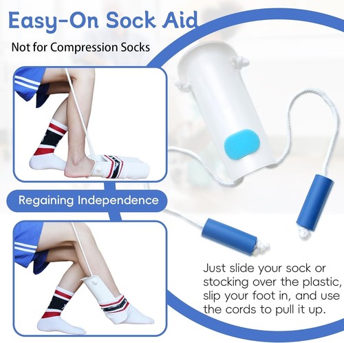 Sock Aid Sock Aid Dispositivo di Aiuto per Anziani Calzini Aiuta a Indossare i Calzini con Fo - Foto 6 di 6