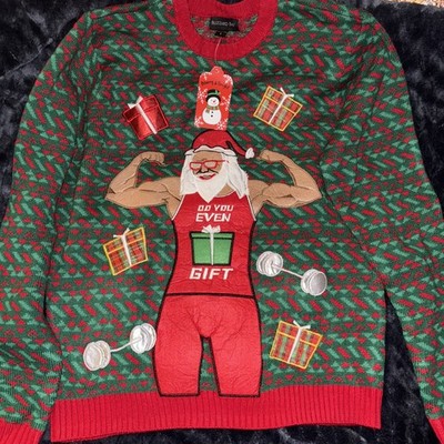 Blizzard bay christmas sweater Muscle Santa Do You Even Gift Size Large