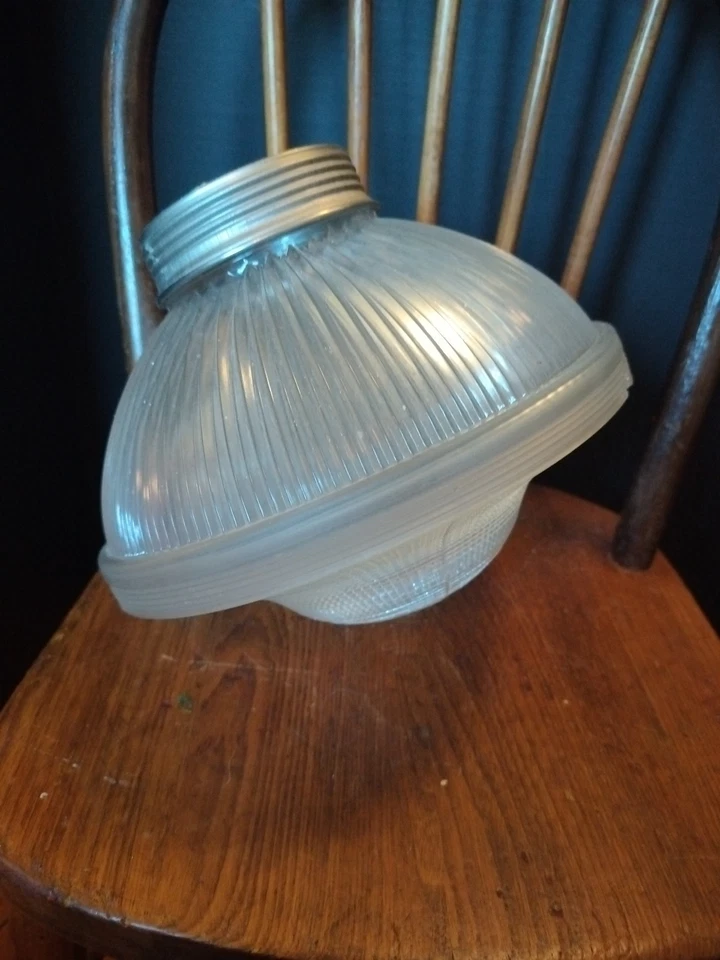 Lámpara de techo colgante industrial de vidrio texturizado holofano de 9" 721-22B? Reparación Foto 2 de 4