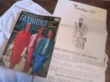 1965 Coats&Clarks Fashions to Knit&Crochet Pattern BK-#157&MENS CARDIGAN&VES#707