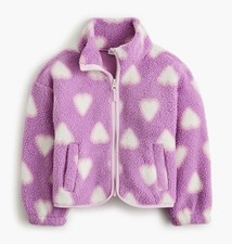 Jcrew Crewcuts Girls' Heart Sherpa Full-zip Size 6-7T NEW WITH TAGS NWT