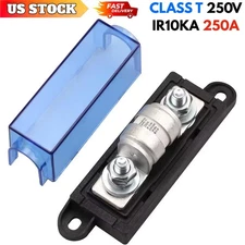 250AC/DC250V Fuse Block 250A Class T Fuse Holder for Inverters Boat Car Truck RV