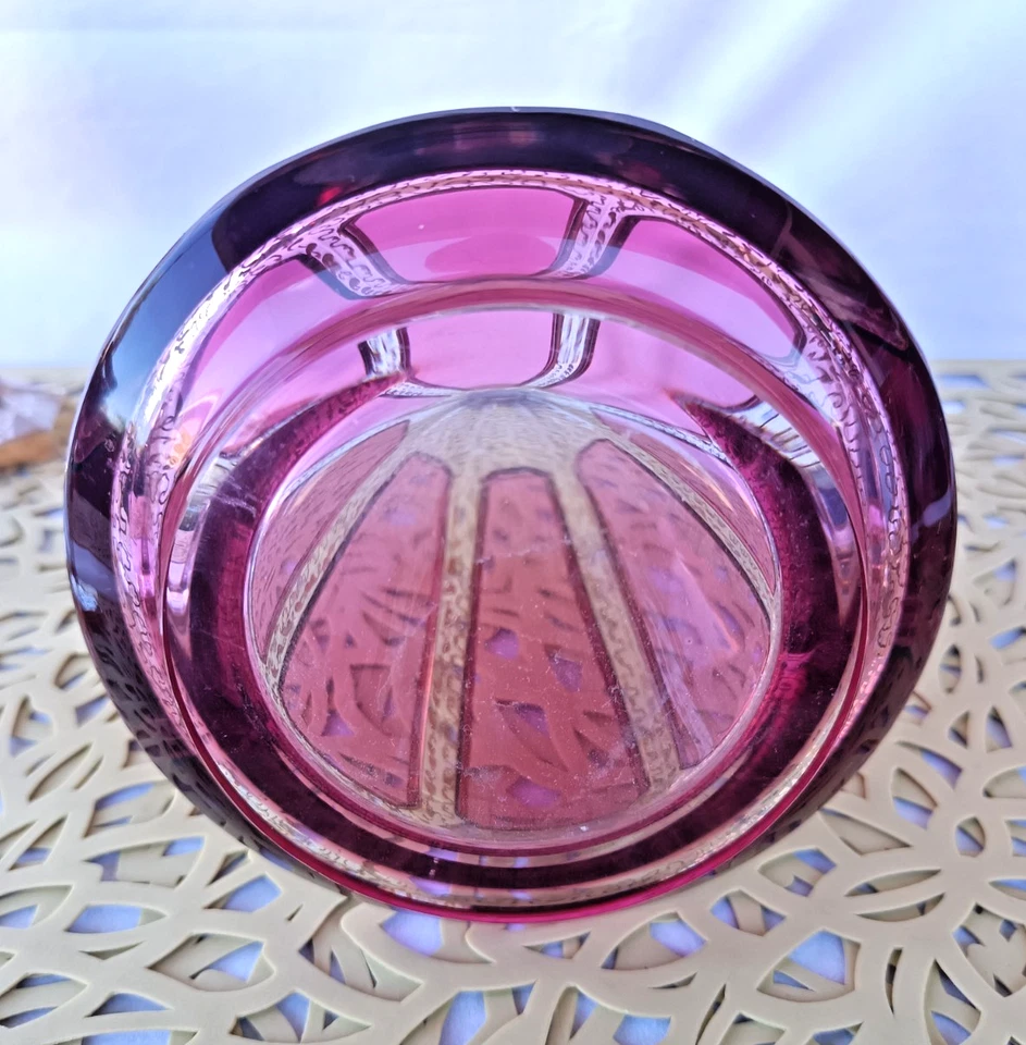 Decantador de oro de arándano Moser vintage más seis cordiales a juego - Excelente + Foto 4 de 4