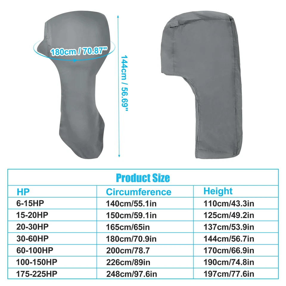 Motor Volle Außenborder Abdeckung Boot Motor für Auf 30-60 HP Grau - Bild 3 von 4
