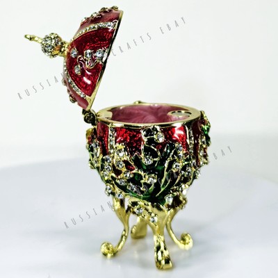 2.3'' EASTER EGG TRINKET BOX LILIES OF THE VALLEY RUSSIAN FABERGE TRADITIONS