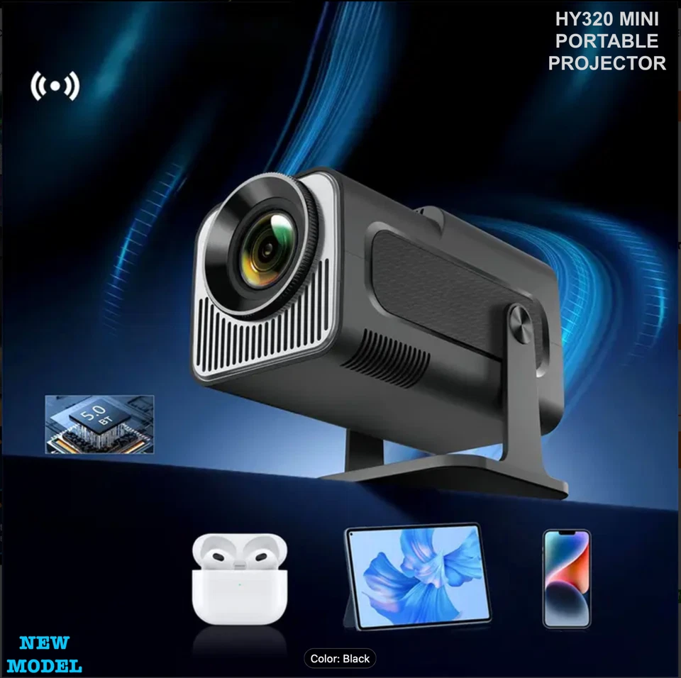Mini Projector HY320 Portable Projector Support 4K 1080P with Dual-Band WIFI6 5G - Image 3 of 4