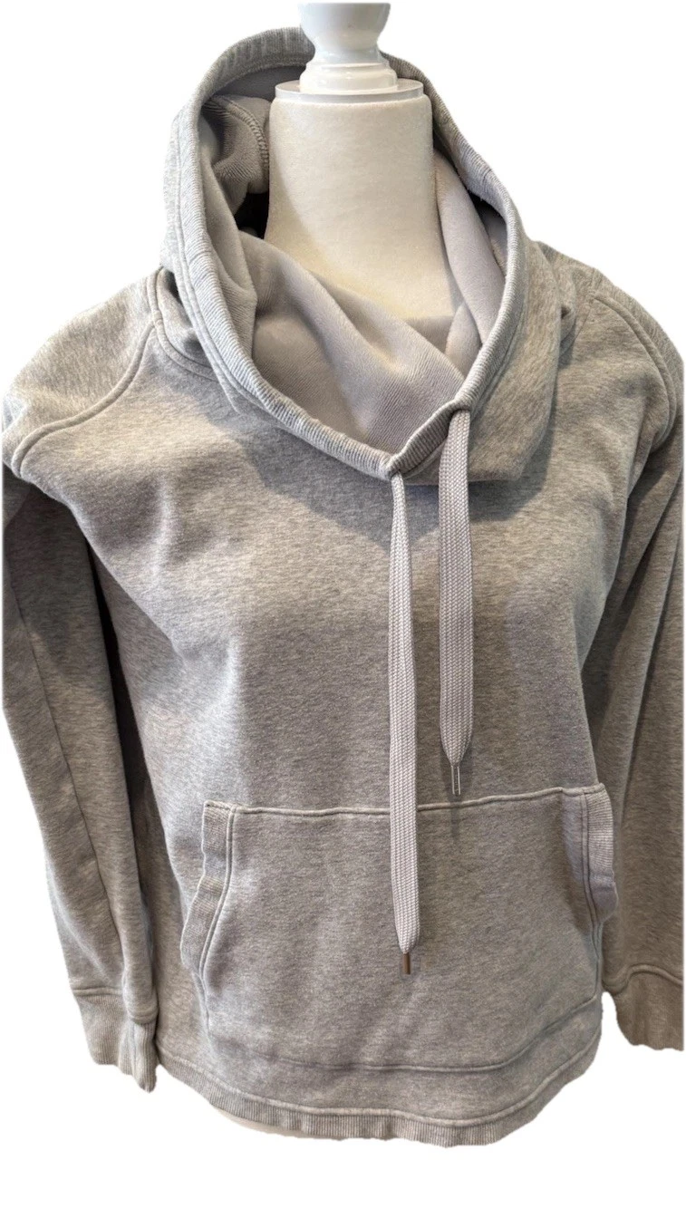 Athleta Sweatshirt Womens Grey Hoodie Pullover Cowl Neck Active Workout Medium