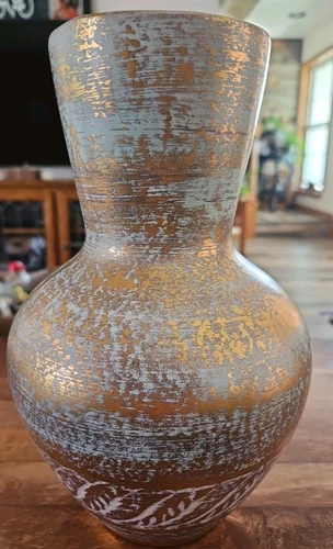 Stangl Pottery Vase 9.5'' Antique Gold Hand Painted #5023 Vintage