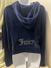 New Y2K Juicy Couture Velour Zip-Up Hoodie Tracksuit Large, Rhinestone Bling Set