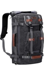 WITZMAN Canvas Backpack Vintage Travel Large Laptop 22 inch, Black