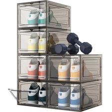 HOMIDEC Shoe Storage, 6 Pack Shoe Organizer Hard Plastic Shoe Box, Shoe Boxes