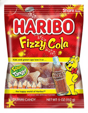 Haribo Fizzy Cola Gummi Candy 5oz Share Size Sour & Tangy