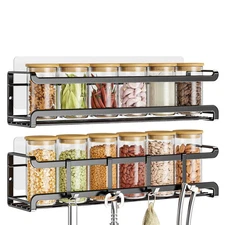 Spice Rack wall mounted Space-Saving Organizer for Jars and Seasonings