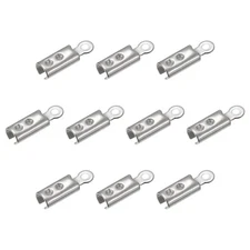 Fold Over Cord Ends 2mm Inner Dia Crimp Cap Clasp Tips Silver Tone 100Pcs