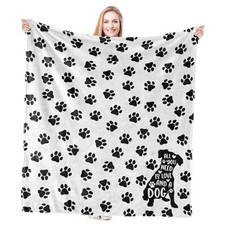 Paw Print Dog Blanket   Soft Throw for Dog Moms, Gift Idea for Pet White