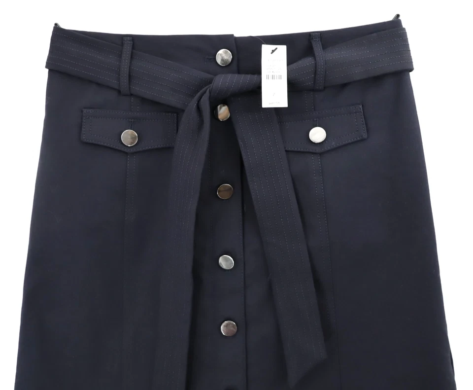 NWT TALBOTS Women's 56% Cotton A-Line Buttoned Skirt Navy Blue Size 2 $89.50 - Image 3 of 4
