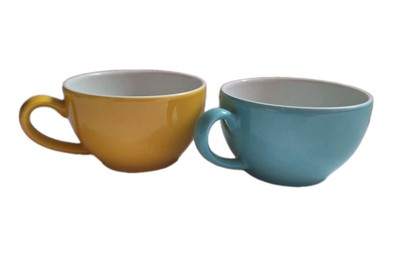SCHÖNWALD GERMANY DIBBERN COLLECTION Set of 2CUPS #9189 Yellow & Turquoise Color
