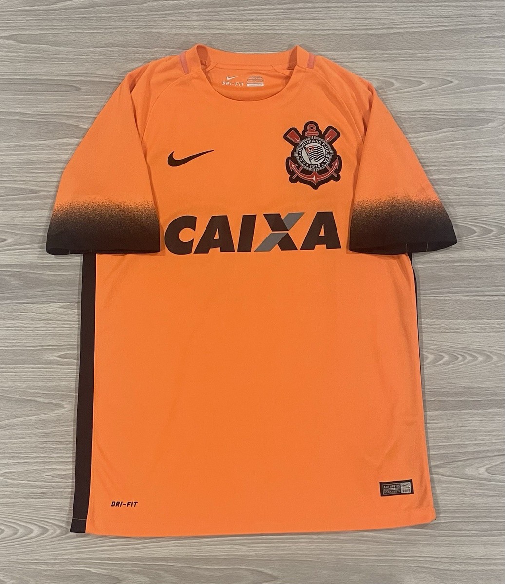 Nike 2015/16 SC Corinthians Paulista Orange Soccer Jersey EUC