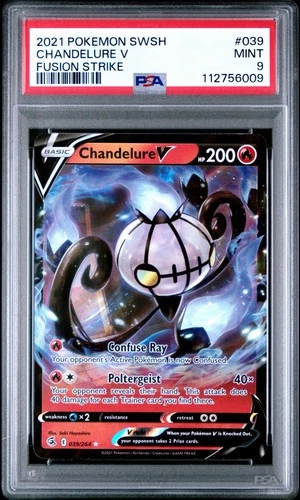 2021 Pokemon Sword & Shield Fusion Strike #039 Chandelure V PSA 9 Mint