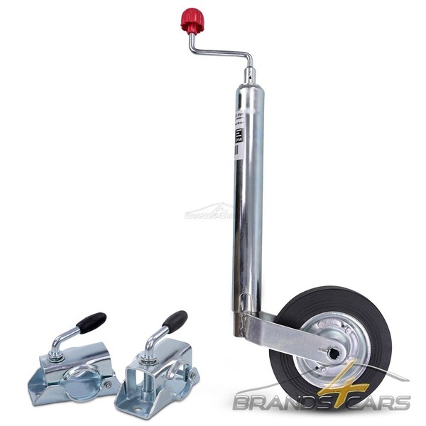 Enva 2X Klemmhalter Klemmschelle + 1X StÜTzrad Bugrad Deichselrad FÜR AnhÄNger-image