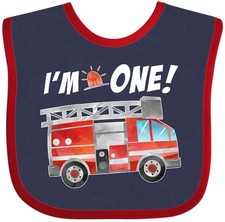 Inktastic I'm 1 Fire Truck 1st Birthday Baby Bib Birthdays Engine Firefighter