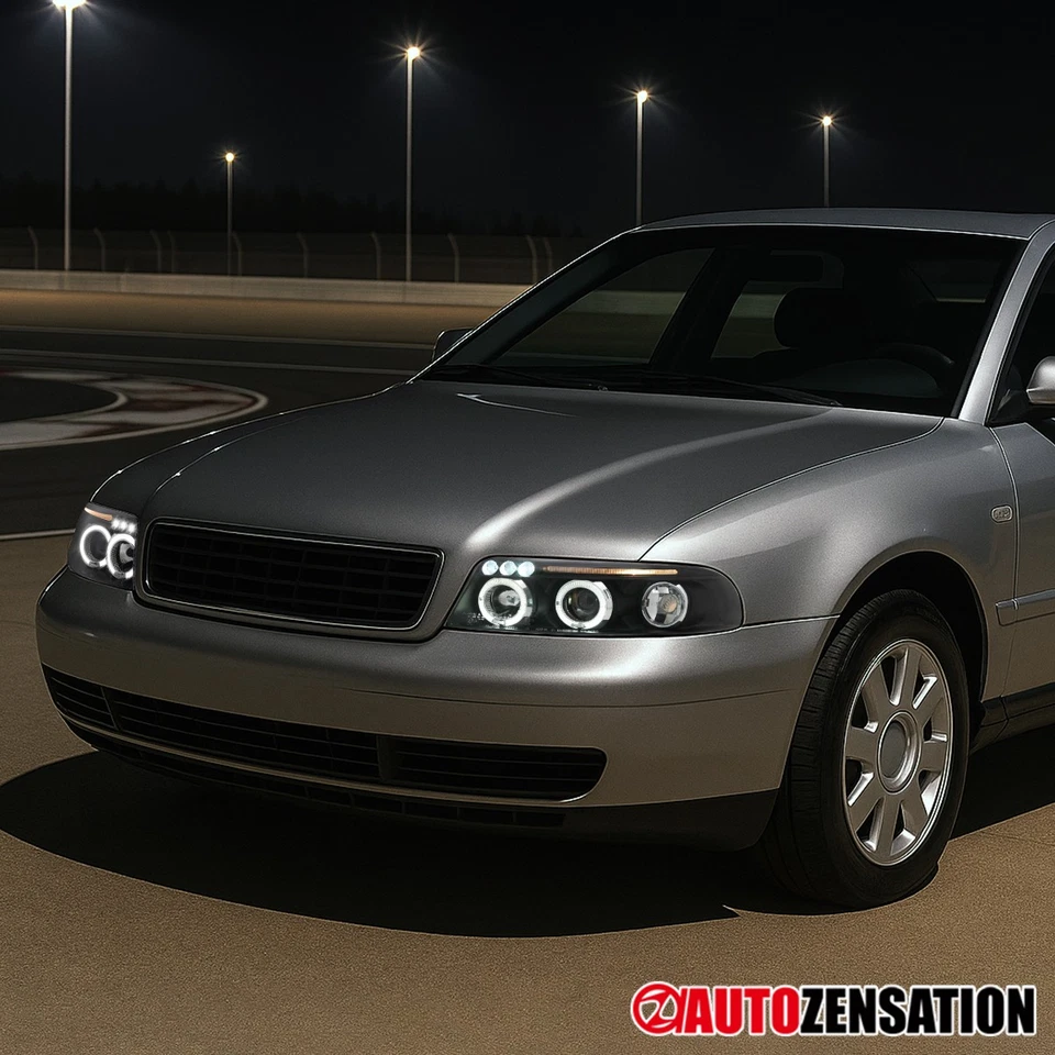 Fit 1999-2001 Audi A4 S4 B5 Black LED Halo Projector Headlights Lamps Left+Right - Imagem 2 de 4