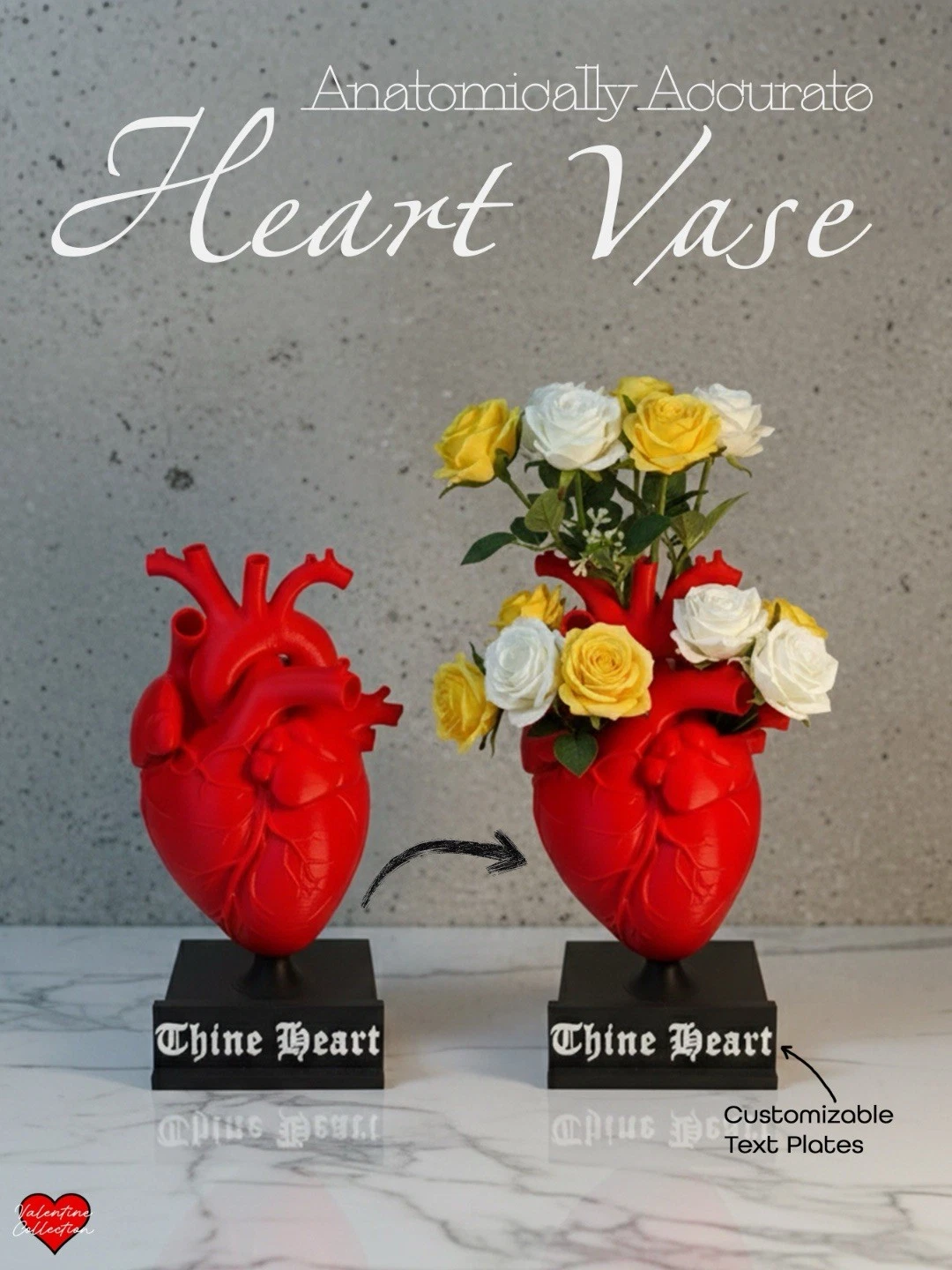 heart flower vase