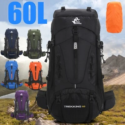 MARKENLOS 60L Rucksack Wasserdicht Wanderrucksack Trekking Reiserucksack Groß Herren&Damen
