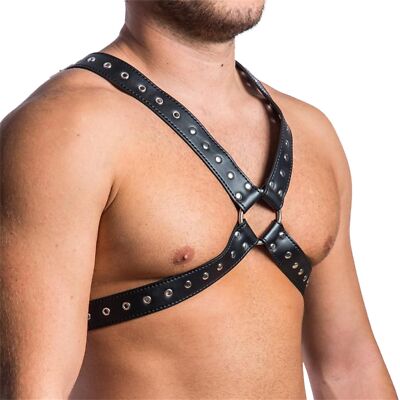 Men's Harness Belt Costume PU Leather Body Chest for Men, Sexy Punk Body Harn...