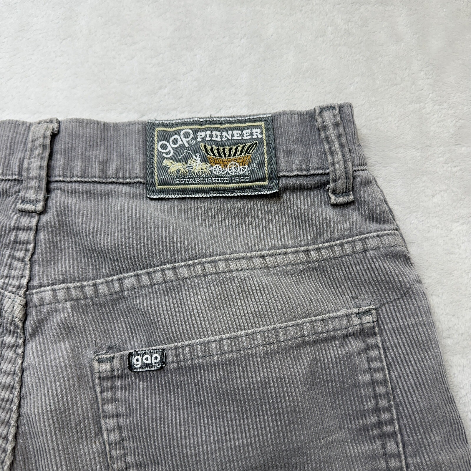 Vintage Gap Pioneer Pants Mens 31x33 Gray Corduroy Western 80s Made in