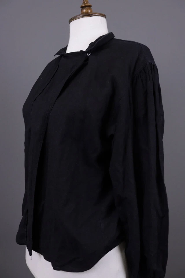 Chaqueta Mondi Negra Lino Cremallera Completa Lagenlook Talla 38 Foto 2 de 4