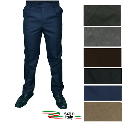 Herren Hose Klassisch Frisch Wolle Pens Elegant High Waist Weites Bein Leicht