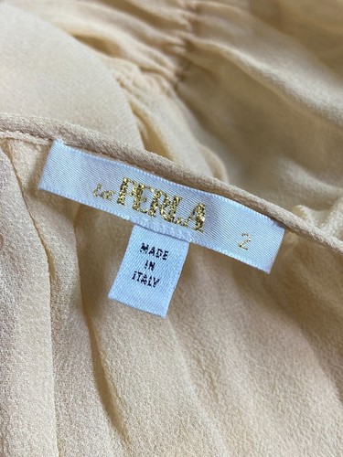 La Perla Beige Silk Dress size 2 Made in Italy Sheer Lightweight 3/4 Sleeves - Picture 3 of 19