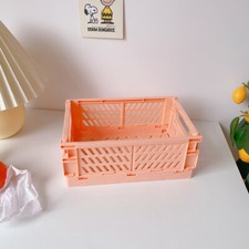 UK Folding Desk Boxes Collapsible Storage Crates Plastic Basket Stacking Kitchen
