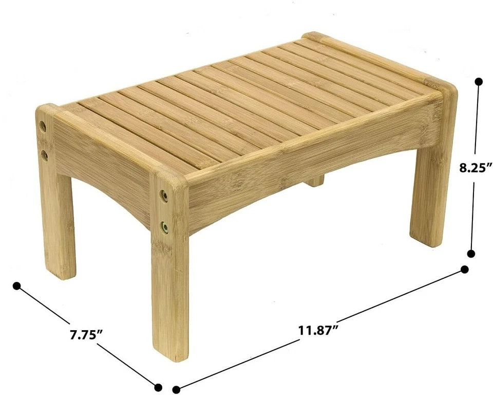 Small Step Stool Seat Bamboo Great Foot Rest Stool & Potty Training Lightweight - Image 2 of 4