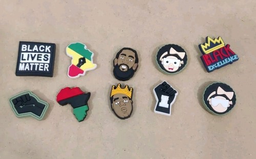 Lot de 10 breloques Jibbitz Crocs Biggie Black Lives Matter Africa Rappers - Photo 1/5