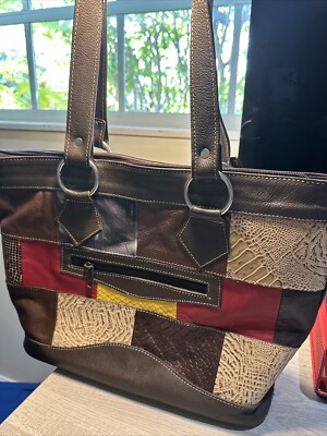 Genuine Leather Patchwork Bag. Beautiful Colors.  Vintage Excellent cond. 