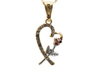 Heart Rose Pendant with Necklace Gold Filled NEW Chain Roses