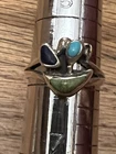 Vintage 925 Sterling Silver Lapiz Lazuli Gaspeite Turquoise Ring Size 5 3/4