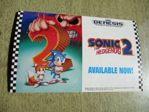 SONIC THE HEDGEHOG 2 24X36 POSTER SEGA VIDEO GAMES GAMING CLASSIC