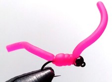 12 Pink Squirmy Worm bead head Fly Fishing Hand Tied San Juan Barbless
